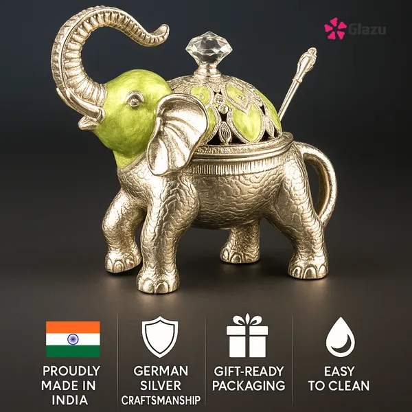 German_Silver_Elephant_Big_Mukwas/Mouth_Freshener,_Blue_?_Elegant_Traditional_Mouth_Freshener_Box_for_After-Meal_Refreshment_?_Premium_Quality_Gift_for_Festivals_&_Occasions