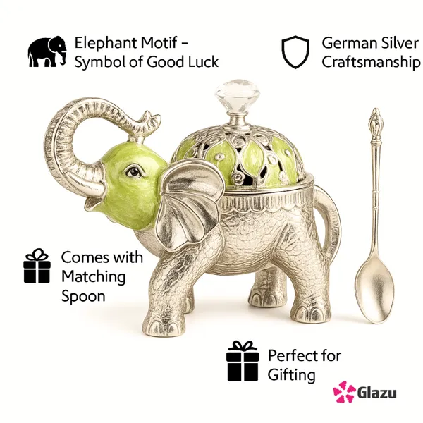 German_Silver_Elephant_Big_Mukwas/Mouth_Freshener,_Blue_?_Elegant_Traditional_Mouth_Freshener_Box_for_After-Meal_Refreshment_?_Premium_Quality_Gift_for_Festivals_&_Occasions