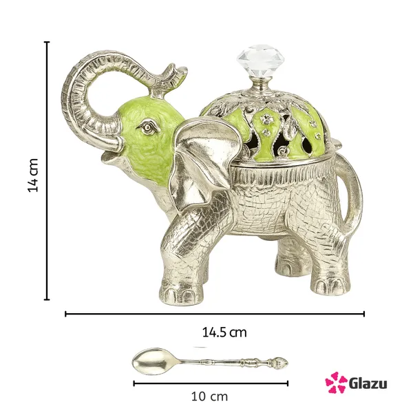 German_Silver_Elephant_Big_Mukwas/Mouth_Freshener,_Blue_?_Elegant_Traditional_Mouth_Freshener_Box_for_After-Meal_Refreshment_?_Premium_Quality_Gift_for_Festivals_&_Occasions