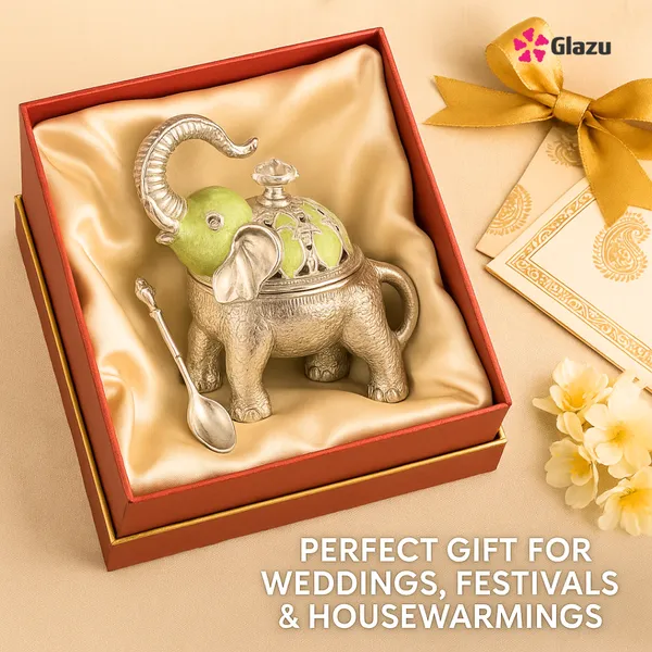 German_Silver_Elephant_Big_Mukwas/Mouth_Freshener,_Blue_?_Elegant_Traditional_Mouth_Freshener_Box_for_After-Meal_Refreshment_?_Premium_Quality_Gift_for_Festivals_&_Occasions
