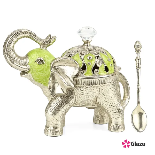 German_Silver_Elephant_Big_Mukwas/Mouth_Freshener,_Blue_?_Elegant_Traditional_Mouth_Freshener_Box_for_After-Meal_Refreshment_?_Premium_Quality_Gift_for_Festivals_&_Occasions