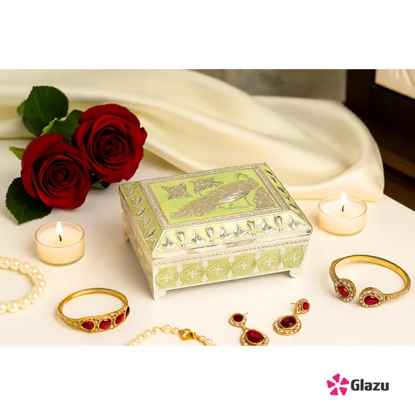 German_Silver_Jewellery_Box,_Green,_Elegant_Storage_for_Jewelry_&_Accessories,__Premium_Quality,_Durable_and_Stylish_Box_for_Rings,_Necklaces,_Earrings,_and_Bracelets