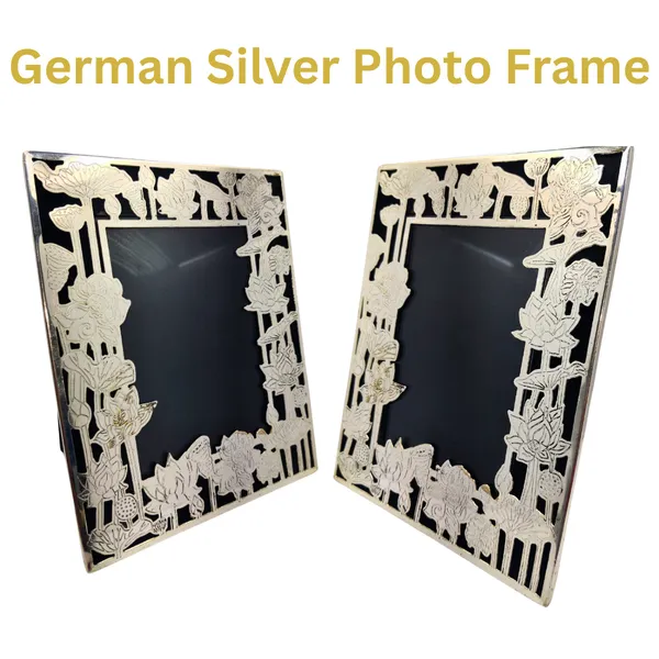 German_Silver_Rectangle_Photo_Frame_for_Tabletop_&_Wall_Decor_|_Antique_Finish_Picture_Frame_|_Traditional_Home_Decor_Item_|_Elegant_Gift_for_Wedding,_Anniversary_&_Housewarming_Ceremonies