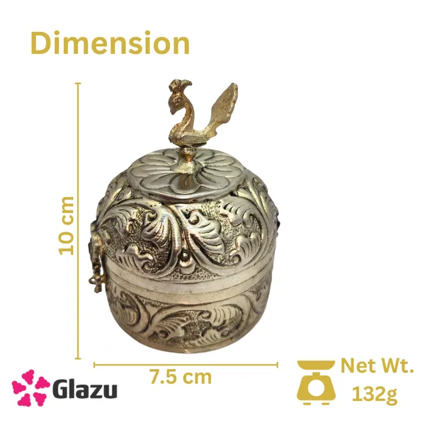 German_Silver_Big_Peacock_Sindoor_Box_with_Lid_|_Traditional_Kumkum_Holder_for_Pooja_and_Daily_Use_|_Antique_Finish_Sindur_Dani_|_Ethnic_Decorative_Box_for_Women_|_Wedding_&_Festive_Gift_Item