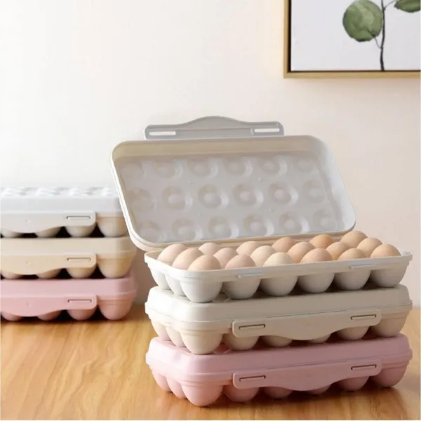 Plastic_Refrigerator_Egg_Trays_Pack_of_1_Egg_Storage_Box_Stackable_Plastic_Egg_Containers_with_18_Egg_Grooves_for_Fridge_Kitchen_Restaurant_Egg_Container_(Cream)