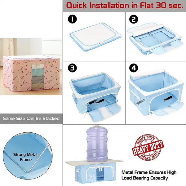 24_Liter_Foldable_Storage_Box_for_Clothes_with_Steel_Frame_|_Large_Organizer_for_Wardrobe_|_Cloth_Storage_Bag_for_Saree,_Shirt,_Blanket