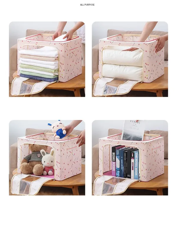 24_Liter_Foldable_Storage_Box_for_Clothes_with_Steel_Frame_|_Large_Organizer_for_Wardrobe_|_Cloth_Storage_Bag_for_Saree,_Shirt,_Blanket