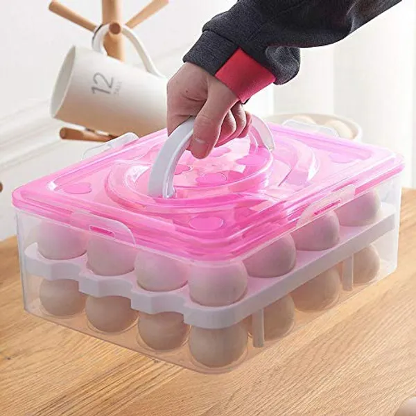 2_Layer_Refrigerator_32_Egg_Storage_Box/Food_Storage_Box/Vegetable_Storage_Basket_with_Tray_(Blue)