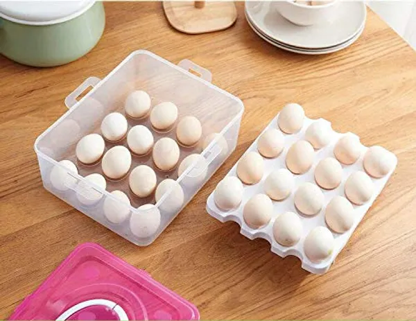 2_Layer_Refrigerator_32_Egg_Storage_Box/Food_Storage_Box/Vegetable_Storage_Basket_with_Tray_(Blue)