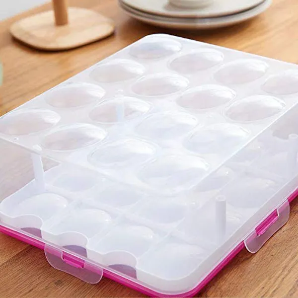 2_Layer_Refrigerator_32_Egg_Storage_Box_with_Tray_(Pink)
