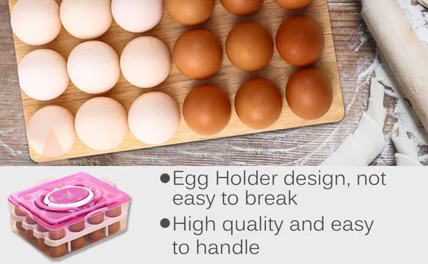 2_Layer_Refrigerator_32_Egg_Storage_Box_with_Tray_(Pink)