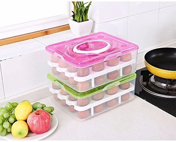 2_Layer_Refrigerator_32_Egg_Storage_Box_with_Tray_(Pink)