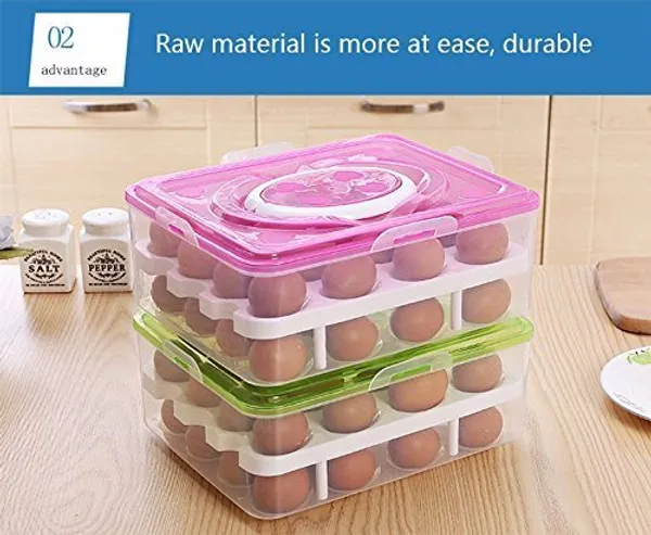 2_Layer_Refrigerator_32_Egg_Storage_Box_with_Tray_(Pink)