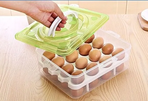 Double_Layer_Refrigerator_32_Egg_Storage_Box/Food_Storage_Box/Vegetable_Storage_Basket_with_Tray_Double_Layer_Egg_Box