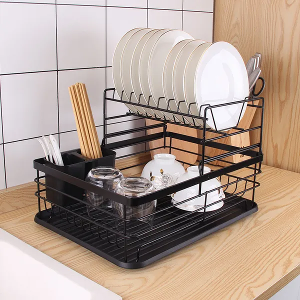 Kitchen_Dish_Rack_Steel_|Dish_Drainer_|_Steel_Drying_Rack_with_Removable_Drain_Board,_Rack_2-Tier_Large,_Size(43L_x_31W_x_18H_cm),_Alloy_Steel