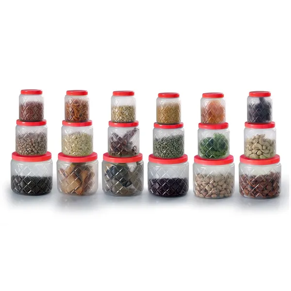 Frosty_Diamond_Plastic_PET_Storage_Jar_and_Container_Set,_18_Pieces,_(6_x_1100ml,_6_x_600ml,_6_x_300ml)