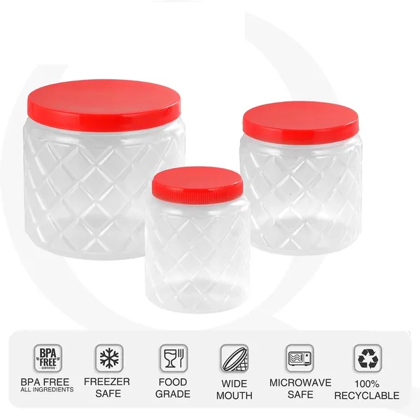 Frosty_Diamond_Plastic_PET_Storage_Jar_and_Container_Set,_18_Pieces,_(6_x_1100ml,_6_x_600ml,_6_x_300ml)