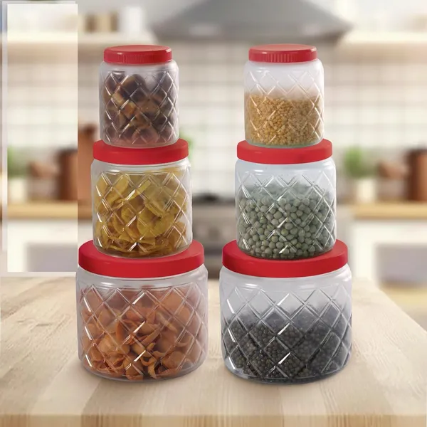 Frosty_Diamond_Plastic_PET_Storage_Jar_and_Container_Set,_06_Pieces,_(2_x_1100ml,_2_x_600ml,_2_x_300ml)