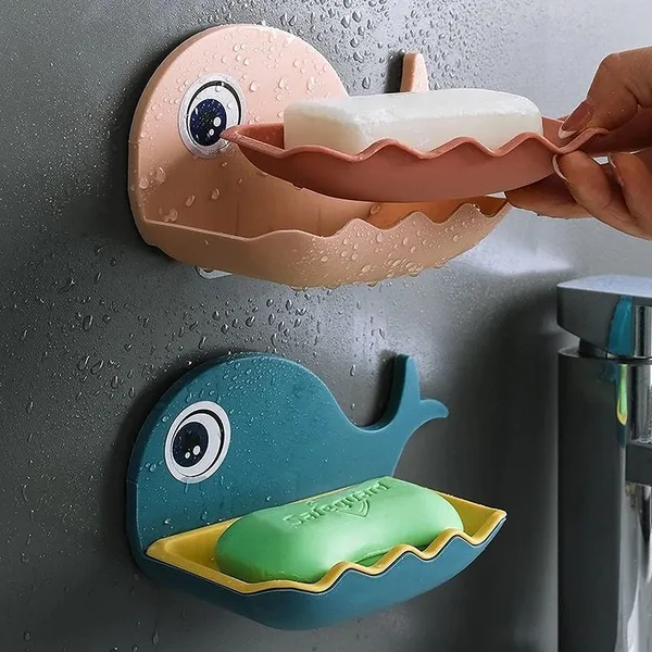 Self_Adhesive_(Pack_of_2)_Wall_Mounted_Fish_Shape_Soap_Stand_Holder_Dispenser_for_Bathroom_Kitchen,Single_Layer_ABS_Plastic_Soap_Stand/Holder