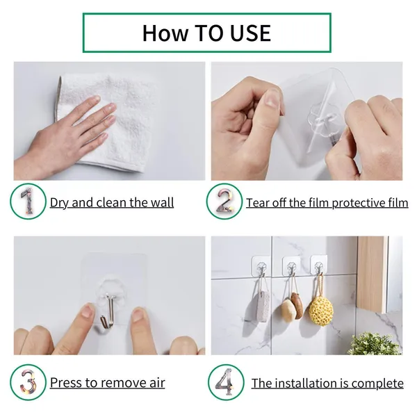 PVC_Heavy_Duty_Self_Adhesive_Stainless_Hooks,(Pack_of_20)_Transparent_Waterproof_and_Oilproof_Wall_Hooks_for_Kitchen_Bathroom_Shower_Door_Outdoor_Home_Improvement_Utility_Hook