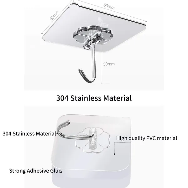 PVC_Heavy_Duty_Self_Adhesive_Stainless_Hooks,(Pack_of_30)_Transparent_Waterproof_and_Oilproof_Wall_Hooks_for_Kitchen_Bathroom_Shower_Door_Outdoor_Home_Improvement_Utility_Hook