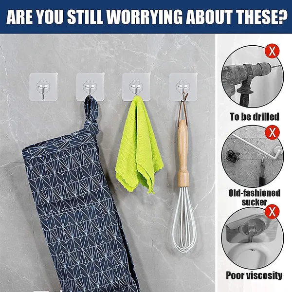 PVC_Heavy_Duty_Self_Adhesive_Stainless_Hooks,(Pack_of_50)_Transparent_Waterproof_and_Oilproof_Wall_Hooks_for_Kitchen_Bathroom_Shower_Door_Outdoor_Home_Improvement_Utility_Hook
