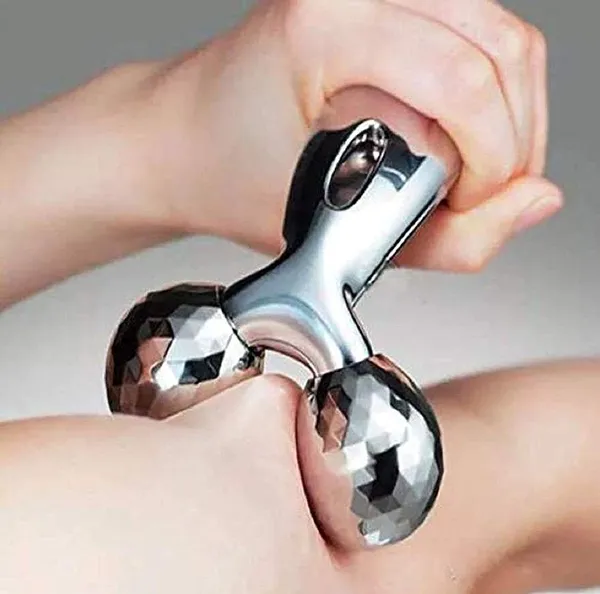 3D_Massager_-_Manual_3D_Massager_Roller_360_Rotate_Face_Full_Body_Shape_For_Skin_Lifting_Wrinkle_Remover_Facial_Massage_Relaxation_Tool,Silver_Color,_1Pcs