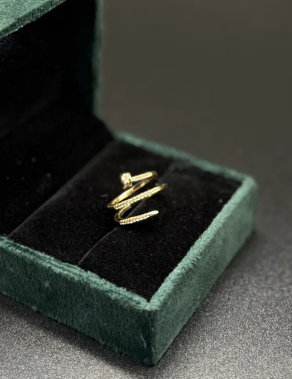Nail_Shape_Golden_Plated_Stone_Embedded_Premium_Adjustable_Ring_For_Women_&_Girls