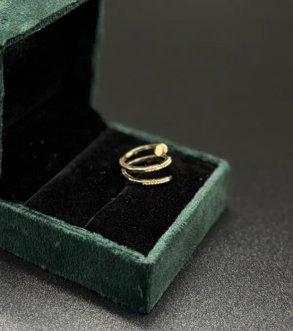 Nail_Shape_Golden_Plated_Stone_Embedded_Premium_Adjustable_Ring_For_Women_&_Girls