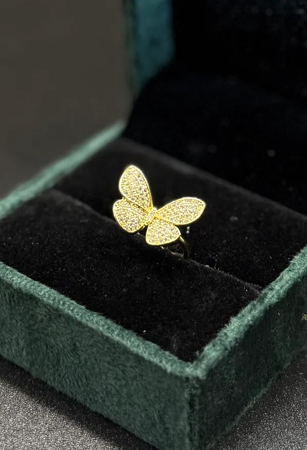 Gold_Plated_Butterfly_Shape_Stone_Embedded_Adjustable_Ring_For_Women_&_Girls
