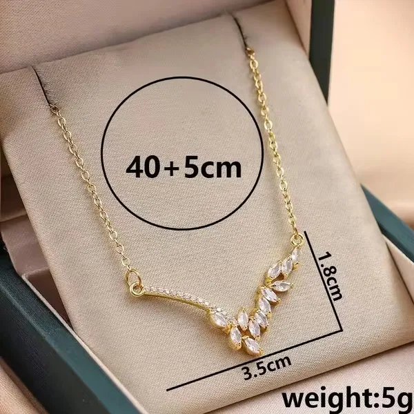 Delicate_Leaf_Gold_Plated_Stone_Embedded_Necklace_For_Women_&_Girls
