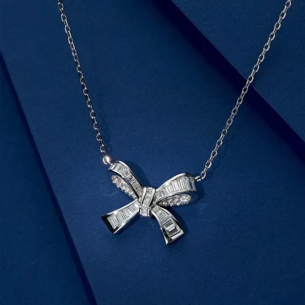 Radiant_Silver_Plated_Bow_Shape_Stone_Embedded_Necklace_For_Women_&_Girls