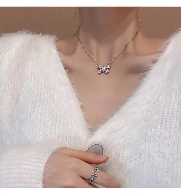Bow_Shape_Sparkeling_Silver_Plated_Stone_Embedded_Necklace_For_Women_&_Girls