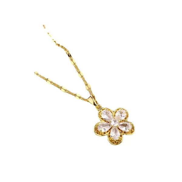 Flower_Shape_Stone_Embedded_Gold_Plated_Pendant_With_Chain_For_Women_&_Girls