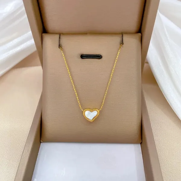 White_Heart_Shape_Gold_Plated_Pendant_With_Chain_For_Women_&_Girls