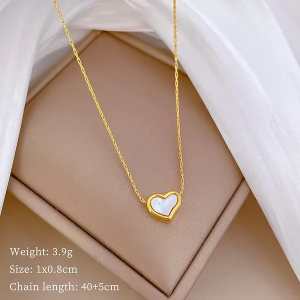 White_Heart_Shape_Gold_Plated_Pendant_With_Chain_For_Women_&_Girls