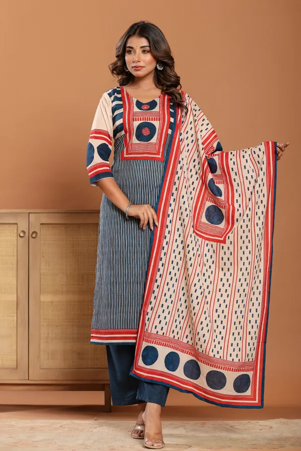 Navy_Blue_Digital_Cotton__Printed_Kurta_Set_Push_For_Women
