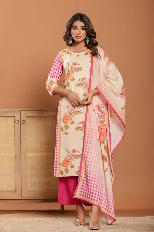 Cream_And_Pink_Digital__Cotton__Printed_Kurta_Set_For_Women