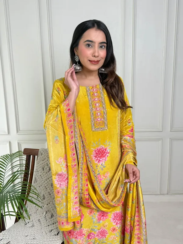 Yellow_Silk_Digital_Printed_3_Piece_Kurta_Set_For_Women