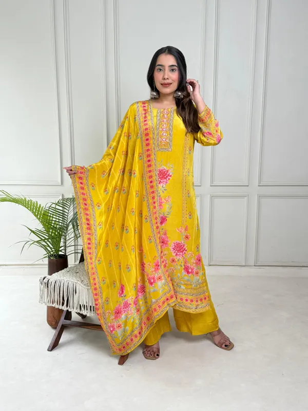 Yellow_Silk_Digital_Printed_3_Piece_Kurta_Set_For_Women
