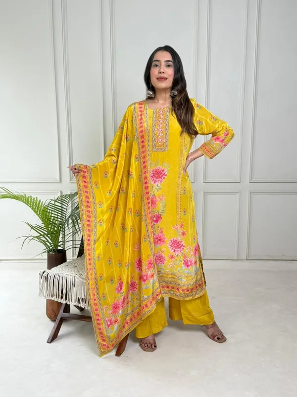 Yellow_Silk_Digital_Printed_3_Piece_Kurta_Set_For_Women