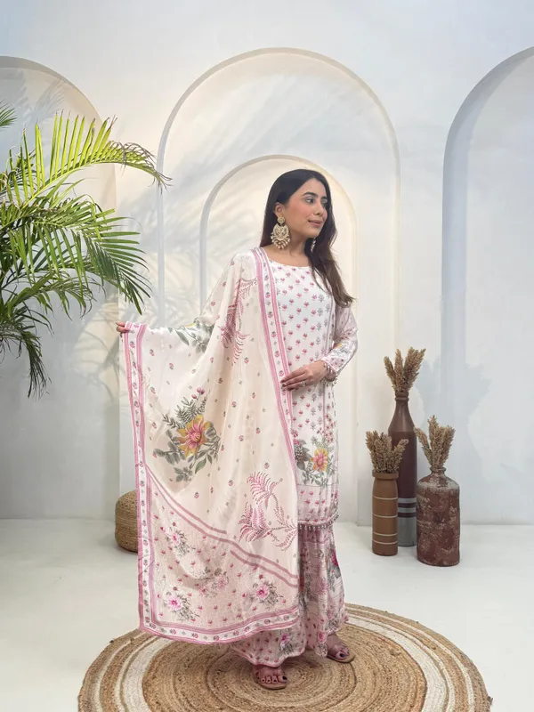 White_&_Pink_Floral_Printed_Premium_Cotton_Kurta_With_Dupatta_Set_For_Women