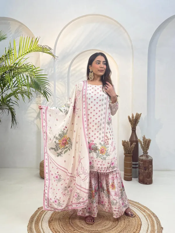 White_&_Pink_Floral_Printed_Premium_Cotton_Kurta_With_Dupatta_Set_For_Women