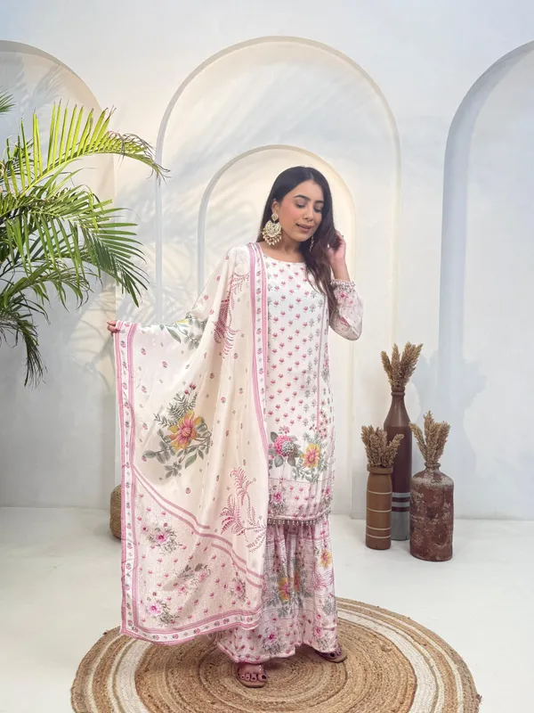 White_&_Pink_Floral_Printed_Premium_Cotton_Kurta_With_Dupatta_Set_For_Women