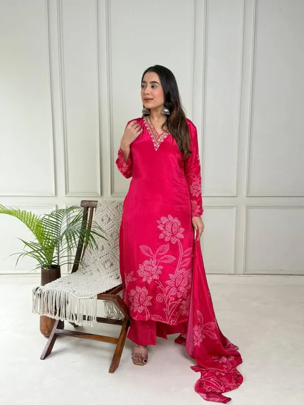 Pink_Digital_Printed_Bandhej_Kurta_Set_For_Women
