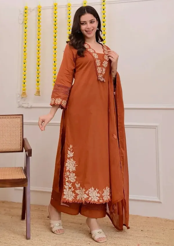 Rust_Orange_Embroidered_Kurta_Pant_Dupatta_Set_for_Women