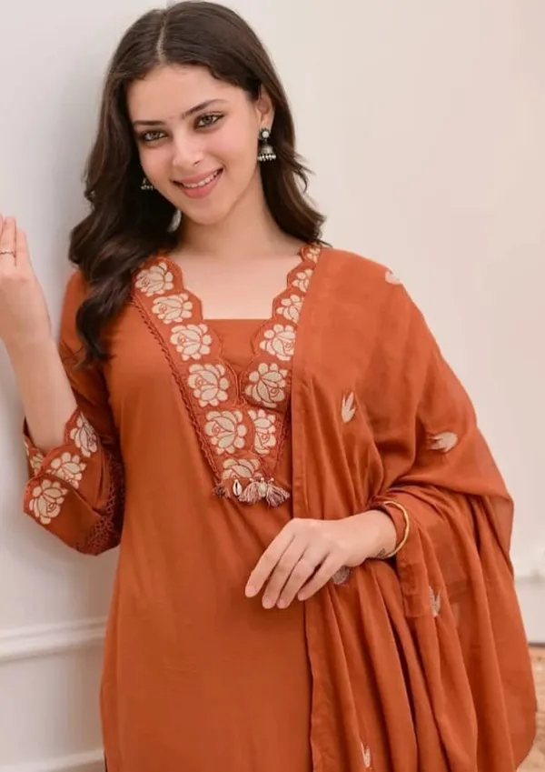 Rust_Orange_Embroidered_Kurta_Pant_Dupatta_Set_for_Women
