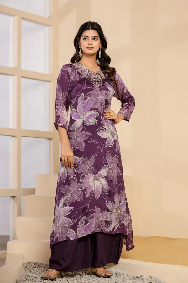Wine_Pure_Chinon_Aline_3pcs_Kurta_Set_Push_Premium_For_Women