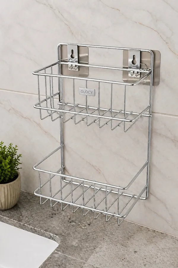 Dual-Tier_Bathroom_&_Multipurpose_Storage_Organizer__|_Modern_Bathroom_&_Utility_Storage_Shelf_Silver