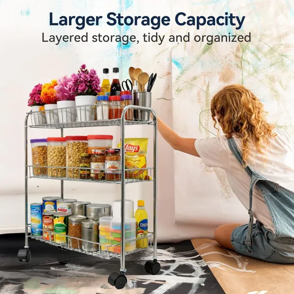 Compact_Storage_Stand||_Sleek_&_Practical_Kitchen_Trolley(Silver)